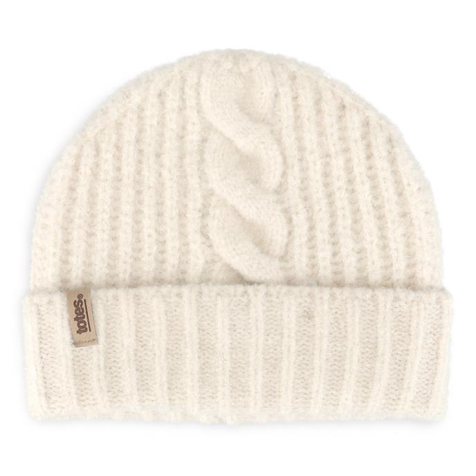 totes toasties® Ladies Chunky Brushed Rib Knit Hat Scarf & Glove Set Cream Extra Image 3